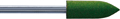 Punta de goma montada, verde, Forma: torpedo, cilíndrico