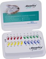 discovery® pearl, brackets cerámicos, gancho en 3°, 4° y 5°, 1 caso, diente 15-11 / 21-25 / 45-41 / 31-35, McLaughlin-Bennett-Trevisi** 22