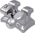 topic, bracket metálico exento de níquel con gancho, diente 33, -11° torque, +7° angulación, Roth 22