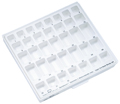 Cajas clasificadoras con tapadera y receptáculos incorporados para armario de surtidos, Inscripción: dentaform®, bandas para segundos molares, maxilar, izquierda