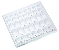 Cajas clasificadoras con tapadera y receptáculos incorporados para armario de surtidos, Inscripción: dentaform®, bandas para primeros molares, mandíbula, derecha