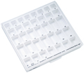 Cajas clasificadoras con tapadera y receptáculos incorporados para armario de surtidos, Inscripción: dentaform®, bandas para segundos molares, mandíbula, derecha