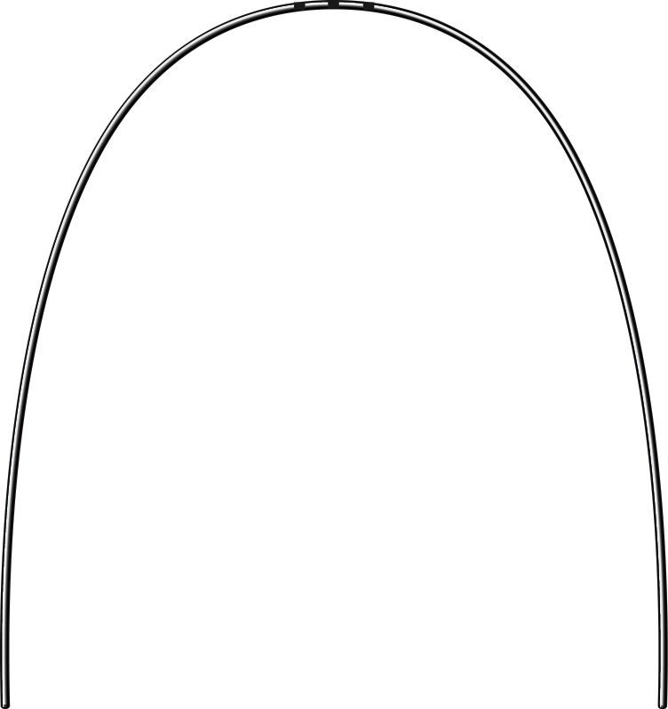 tetraedro adverbio Patentar Arco ideal preformado Equire, maxilar, forma de arco American Style,  redondo 0,35 mm / 14 - DENTAURUM España Online Shop